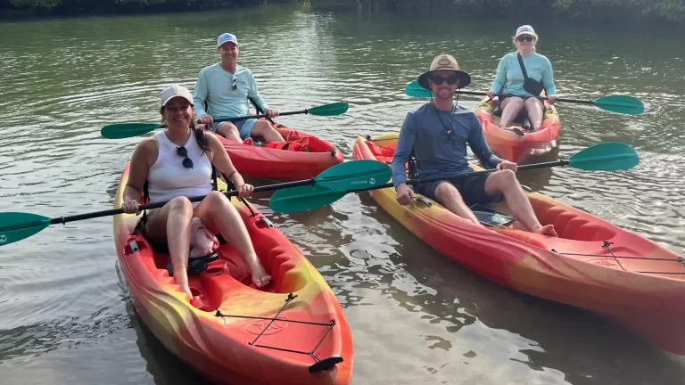 Group of four enjoying kayaks rentals