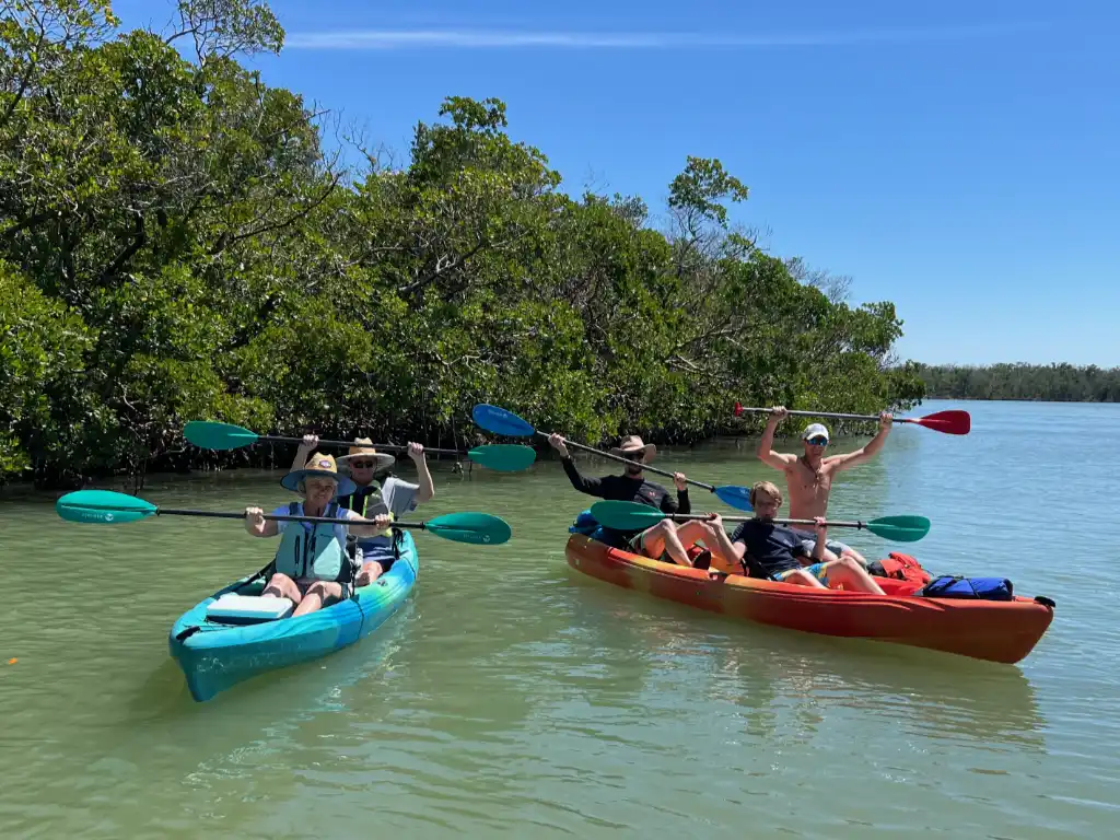 Family Enjoying Big Hickory Island Standard Kayaks and Stand Up Paddle Boards